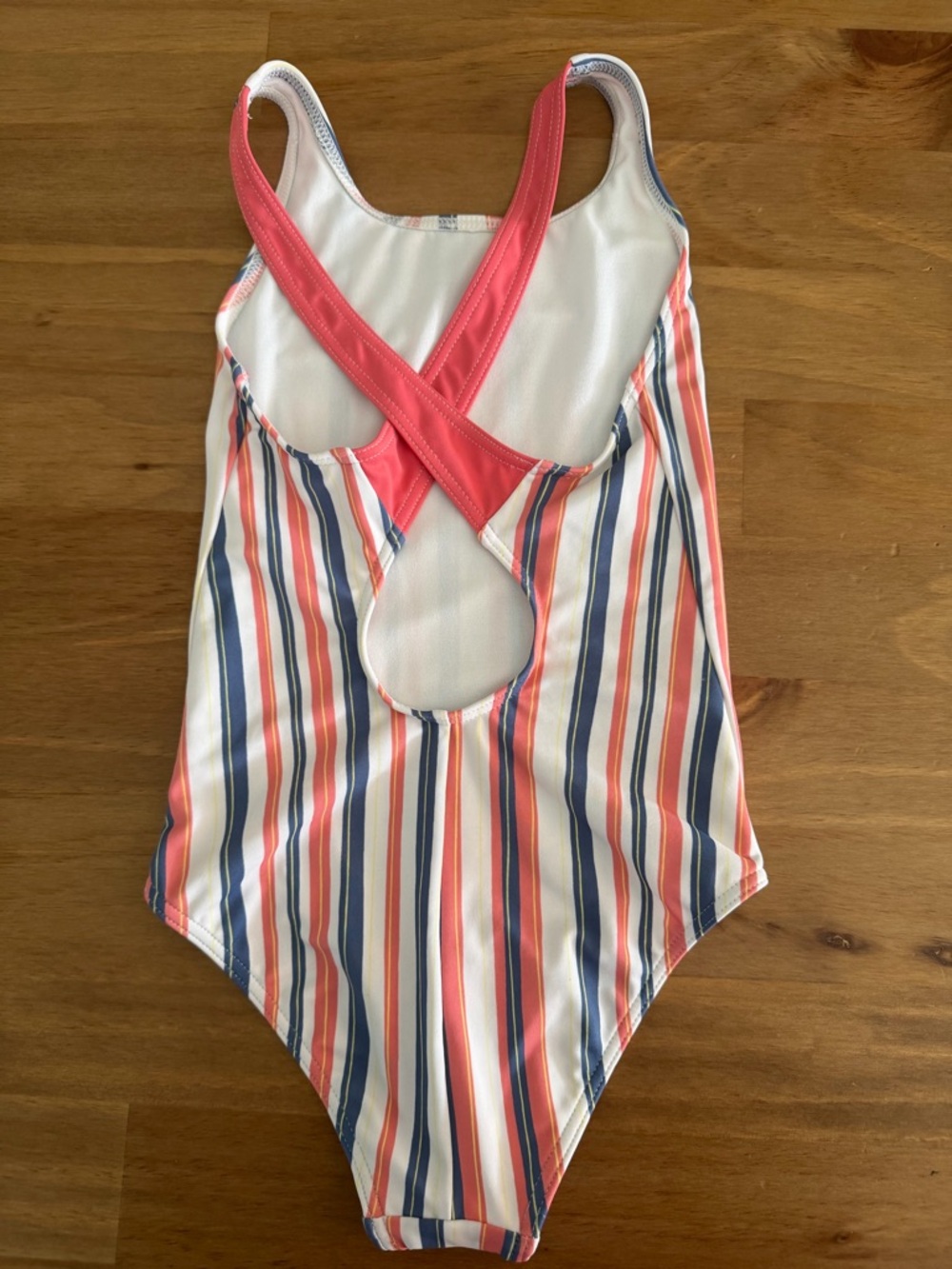 Roxy Girls Striped One-Piece Swimsuit - Coral, Navy & White Size 6 - Picture 2 of 4